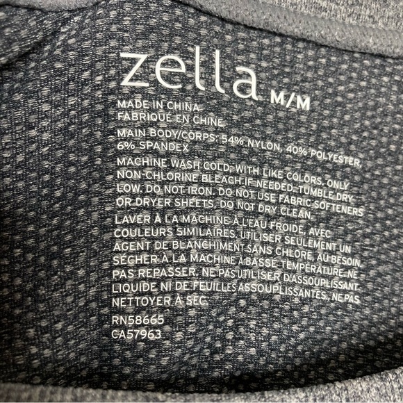 Zella Gray Round Neck Long Sleeves W/Thumbholes Plain/Mesh Looking Pattern - Picture 11 of 11